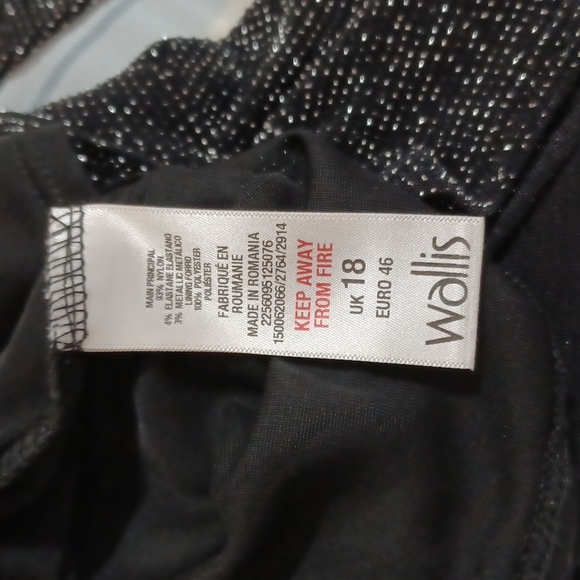 Wallis UK Black/Silver sleeveless Midi dress w/drop waist NEW - Picture 6 of 7